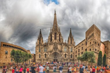 Barselona Katedrali, Katalonya, İspanya'nın panoramik