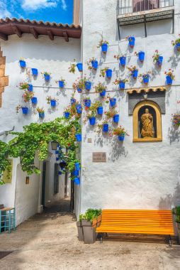 Poble Espanyol, Barselona, Katalonya, İspanya 'daki manzara sokağı