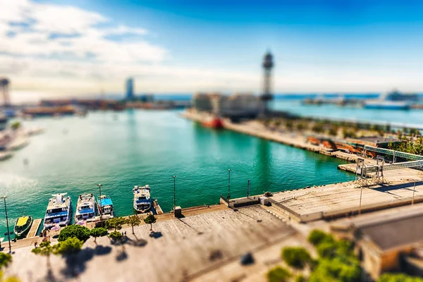 Veduta aerea di Port Vell, Barcellona, Catalogna, Spagna — Foto Stock