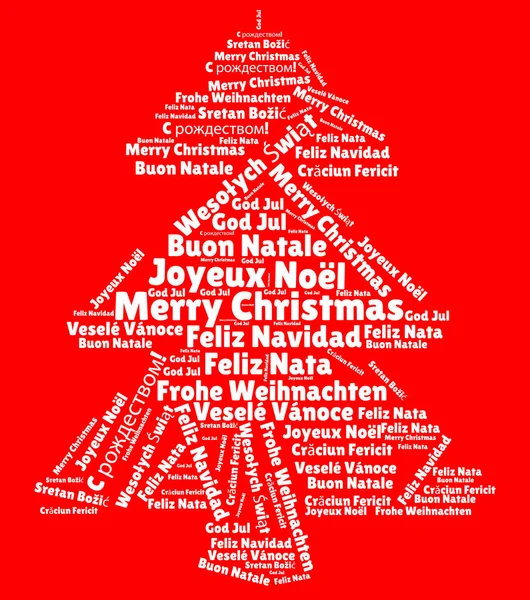 Nube de palabras con "Feliz Navidad" en diferentes idiomas — Vector de stock