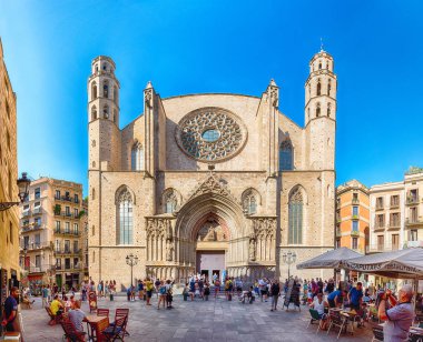 Cephe Santa Maria del Mar kilise, Barcelona, Catalonia, İspanya