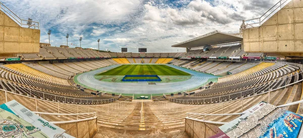 Panoramiczny widok wewnątrz stadionu Olimpijskiego, Montjuic, Barcelona, Katalonia, Hiszpania — Zdjęcie stockowe