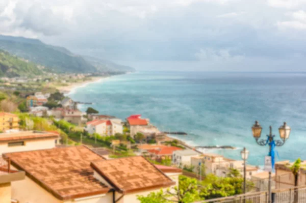Defocused background with aerial view of coastline in Calabria, Italy — Stock Photo, Image
