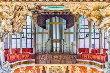 Pipe organ, Palau de la Musica Catalana, Barcelona, Catalonia, Spain clipart