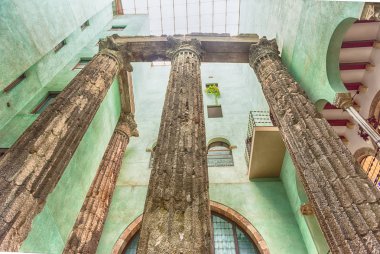 Roma sütunları Augustus Tapınağı, Barcelona, Katalonya, İspanya