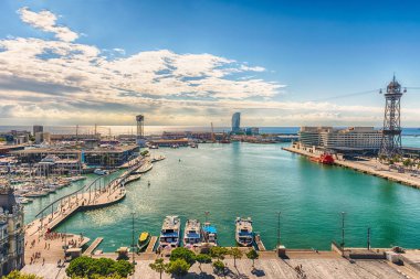 Port Vell, Barcelona, Katalonya, İspanya Hava görünümünü