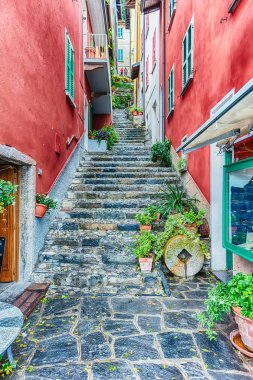 Scenic alley in Varenna town, Lake Como, Italy  clipart