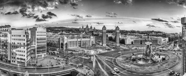 Panorama Flygfoto över Placa d'Espanya i Barcelona, Katalonien, Spanien — Stockfoto