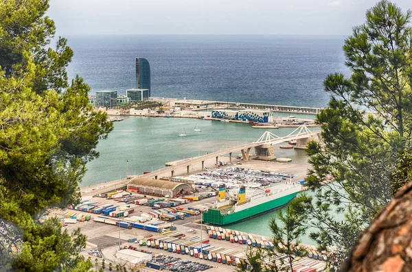 Vista aerea sul porto di Barcellona, Catalogna, Spagna — Foto Stock