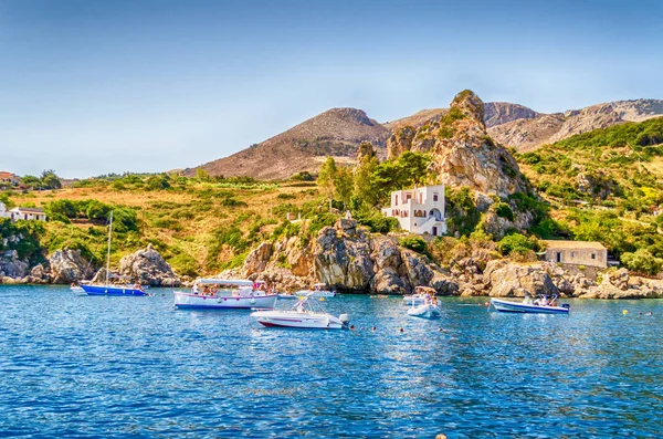 Vahşi güzel sahil şeridi Zingaro doğal rezerv, Sicilya, İtalya