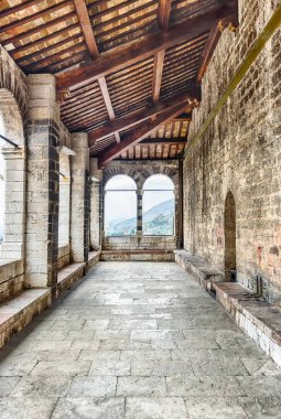 Palazzo dei Consoli, Gubbio, Umbria, merkezi İtalya'nın Orta Çağ balkon
