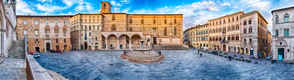 Vista panoramica di Piazza IV Novembre, Perugia, Italia — Foto Stock