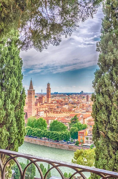 Aerial view over Verona and Adige River, Italy — Stock Photo, Image