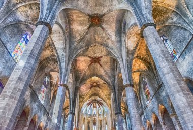 Santa Maria del Mar iç Barcelona, Catalonia, İspanya