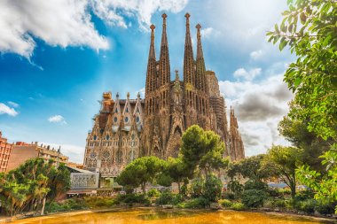 Sagrada Familia, Barcelona, Katalonya, İspanya doğal görünümü