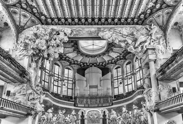 Organo a canne, Palau de la Musica Catalana, Barcellona, Catalogna, Spagna — Foto Stock