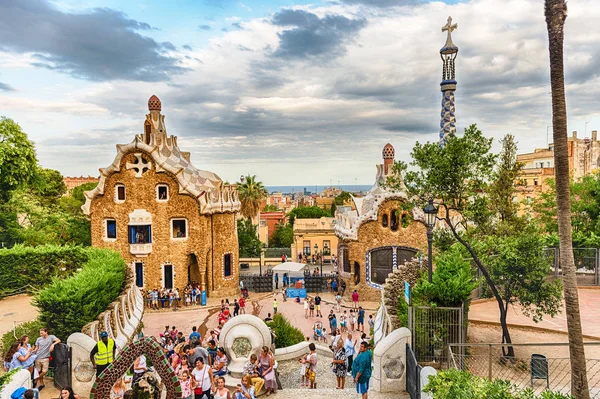 Modernist buildings in Park Guell, Barcelona, Catalonia, Spain — Stock Photo, Image