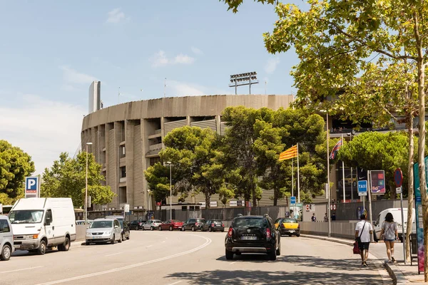 Exterior de Camp Nou, casa do FC Barcelona, Catalunha, Espanha — Fotografia de Stock