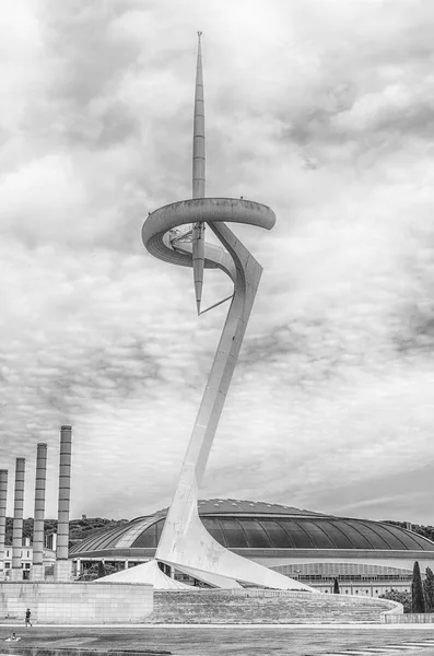 Věž komunikace Montjuic v olympijském parku Barcelona, Katalánsko, Španělsko — Stock fotografie