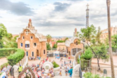 Park Guell, Barcelona, Katalonya, İspanya ile ufuk arka plan