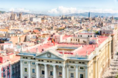 Ufuk arka plan ile Barcelona, Catalonia, İspanya'nın havadan görünümü