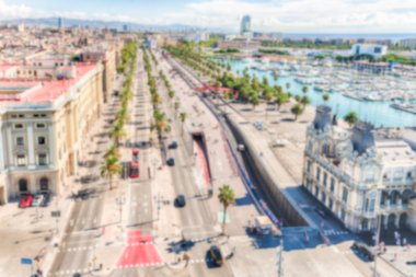 Ufuk arka planını Passeig de Colom, Barcelona, Katalonya, İspanya 