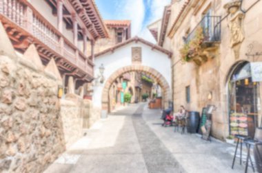 Ufuk arka planını Poble Espanyol, Barcelona, Katalonya, İspanya