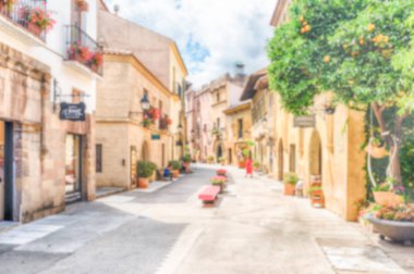 Ufuk arka planını Poble Espanyol, Barcelona, Katalonya, İspanya
