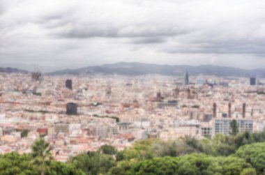 Ufuk arka plan ile Barcelona, Catalonia, İspanya'nın havadan görünümü