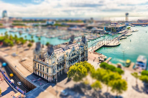 Veduta aerea di Port Vell, Barcellona, Catalogna, Spagna — Foto Stock