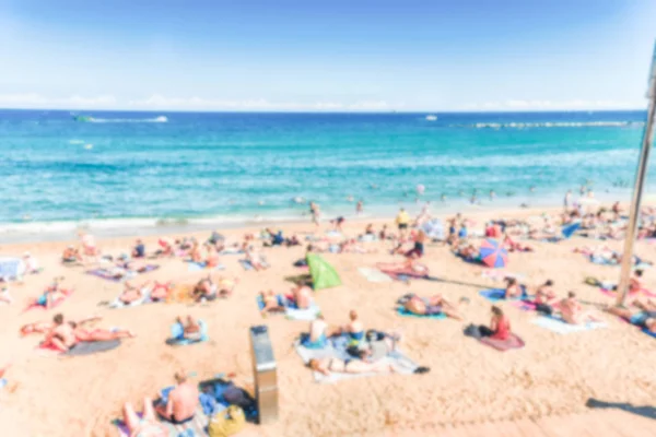 Barceloneta Beach, Barcelona, Katalonya, İspanya ufuk arka plan — Stok fotoğraf