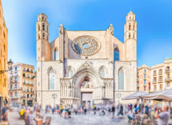 Oskarp bakgrund Santa Maria del Mar kyrkan, Barcelona, Katalonien, Spanien — Stockfoto