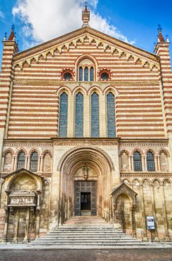 Facade of the church of San Fermo Maggiore, Verona, Italy. The church is located in the most ancient part of the city, near the Ponte delle Navi clipart