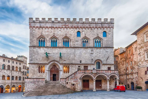 Nézd Palazzo Dei Priori Történelmi Épület Város Központjában Perugia Olaszország — Stock Fotó