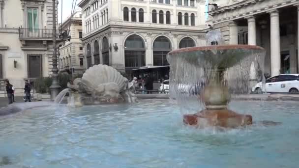 Rome November Slowmotion Fountain Piazza Colonna Rome Italy Seen November — Stock Video