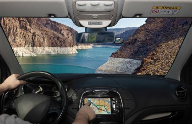 Colorado nehri, Nevada, Usa manzaralı GPS kullanıyor.