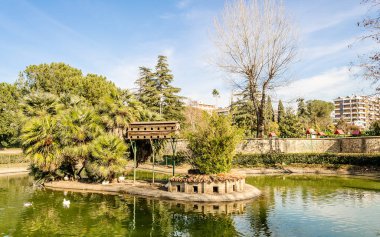 Ördekler bir kentsel kamu Park, İtalya ile küçük göl