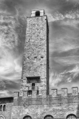 Torre Grossa manzarası, İtalya, San Gimignano 'daki en yüksek kule.