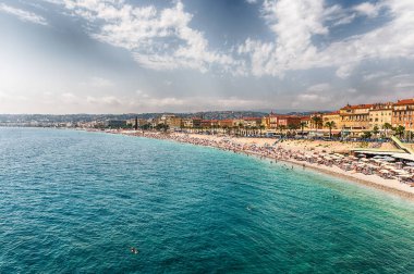 Nice, Cote d 'Azur, Fransa' daki rıhtım manzarası.