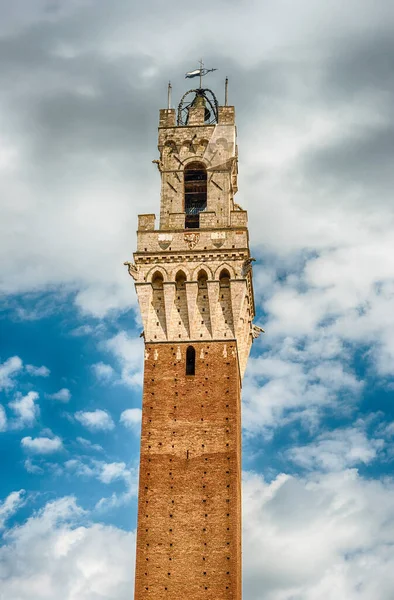 Vista Torre Del Mangia Torre Medieval Situada Piazza Del Campo — Foto de Stock