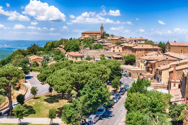 Szenische Luftaufnahme Über Der Stadt Montalcino Provinz Siena Toskana Italien — Stockfoto