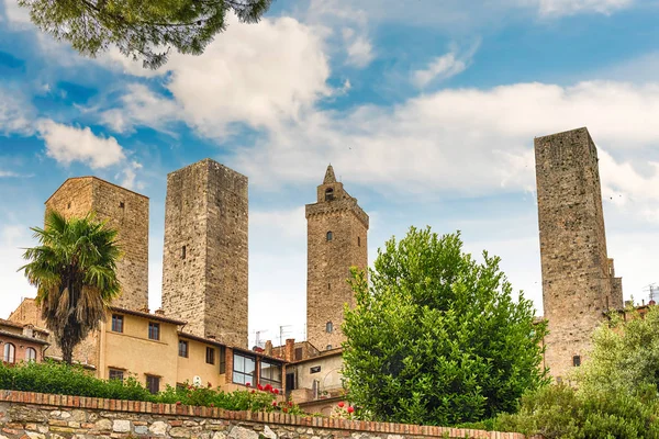 Γραφικός Ορίζοντας Στη Μεσαιωνική Πόλη San Gimignano Εμβληματική Πόλη Στην — Φωτογραφία Αρχείου