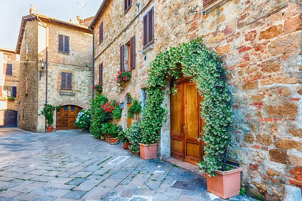 Strade Panoramiche Medievali Nel Comune Pienza Provincia Siena Toscana Italia — Foto Stock