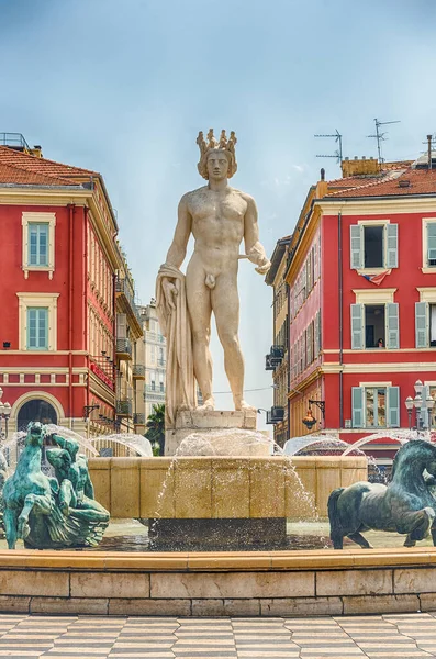 Cénica Fontaine Soleil Com Estátua Apolo Place Massena Grande Marco — Fotografia de Stock