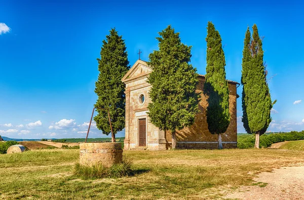 San Quirico Orcia Italien Juni Die Kapelle Madonna Vitaleta Symbolträchtiges — Stockfoto