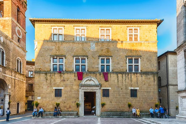 Pienza Itálie Června Pohled Palác Piccolomini Pienze Toskánsko Itálie Června2019 — Stock fotografie