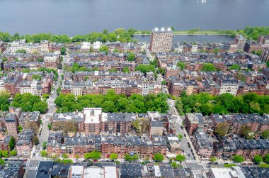 Boston merkezindeki Back Bay bölgesinin havadan görüntüsü, Usa