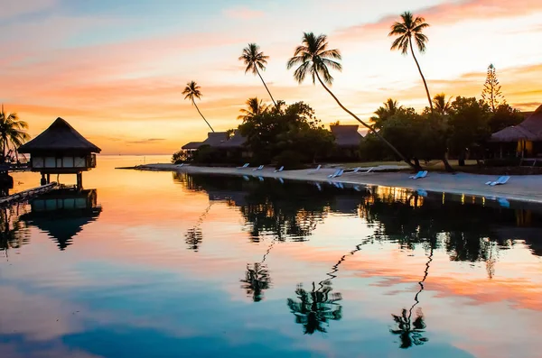 Tramonto Tropicale Panoramico Moorea Polinesia Francese — Foto Stock