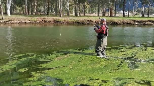 Hisaronu Orhaniye Marmaris Mugla Turquia Março 2020 Caça Peixes Rio — Vídeo de Stock