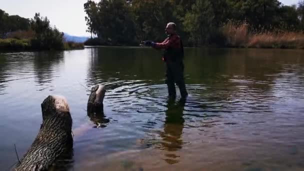 Hisaronu Orhaniye Marmaris Mugla Turquia Pescador Rio Hisaronu — Vídeo de Stock